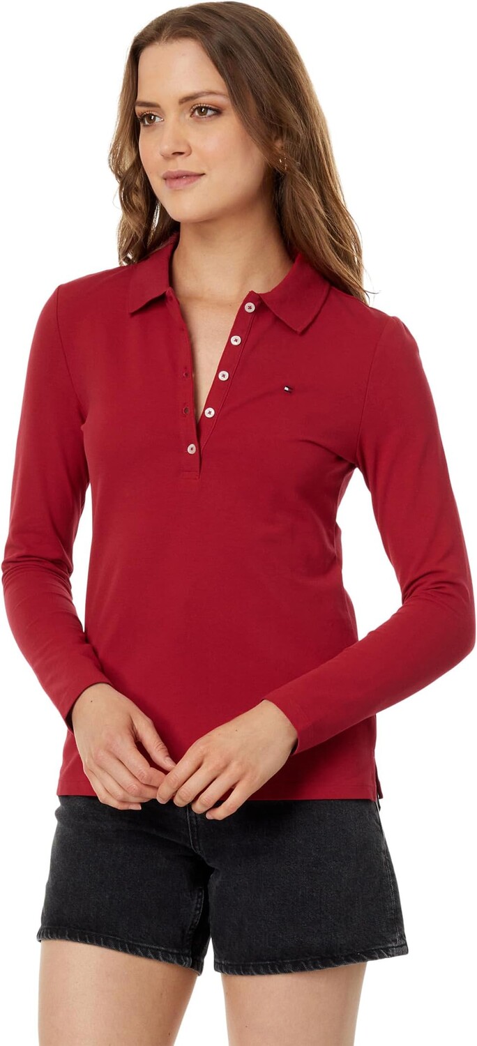 

Рубашка-поло Long Sleeve Solid Polo Tommy Hilfiger, цвет Chili Pepper