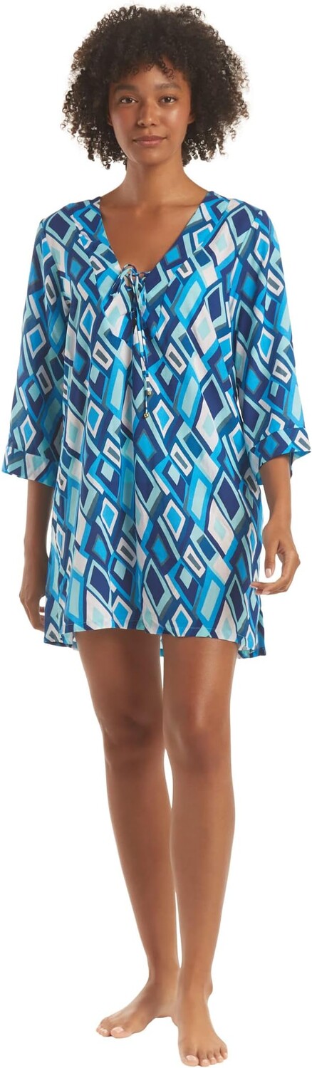 

Туника с кружевом спереди Helen Jon, цвет Paros/Blue Geometric