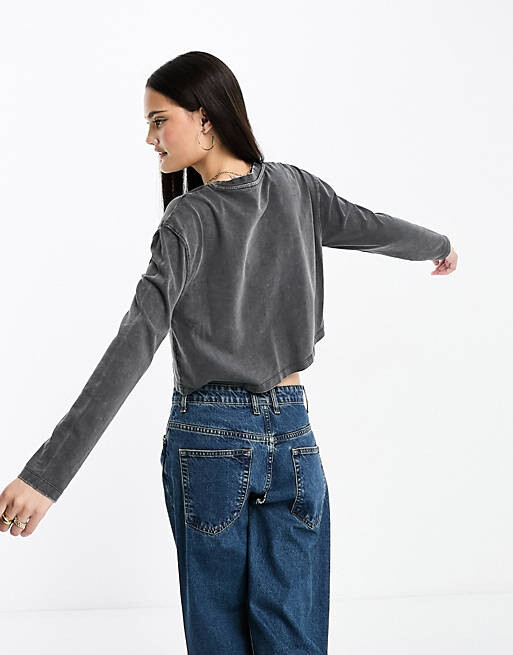 

Топ из тяжелого джерси Stradivarius темно-серого цвета