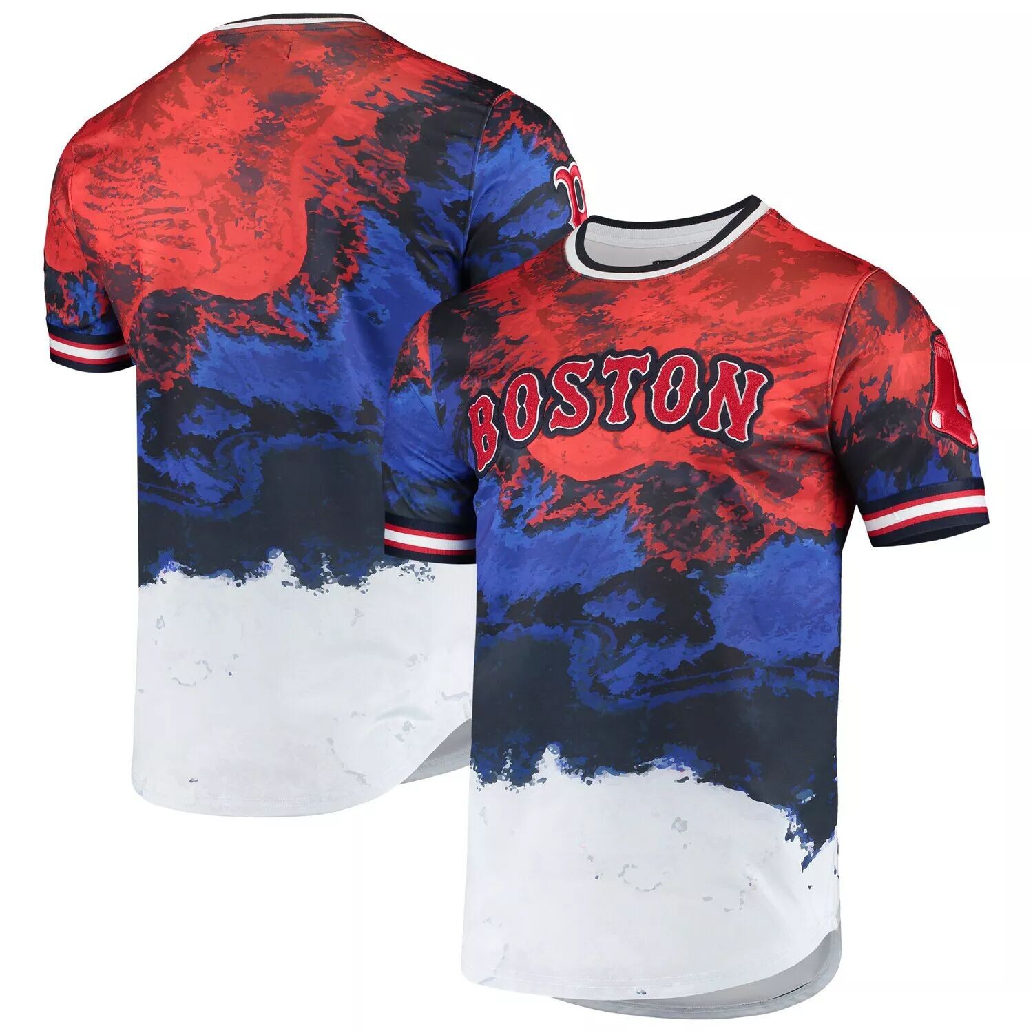 

Мужская красная/Royal Boston Red Sox красно-бело-синяя футболка Dip Dye, Красный