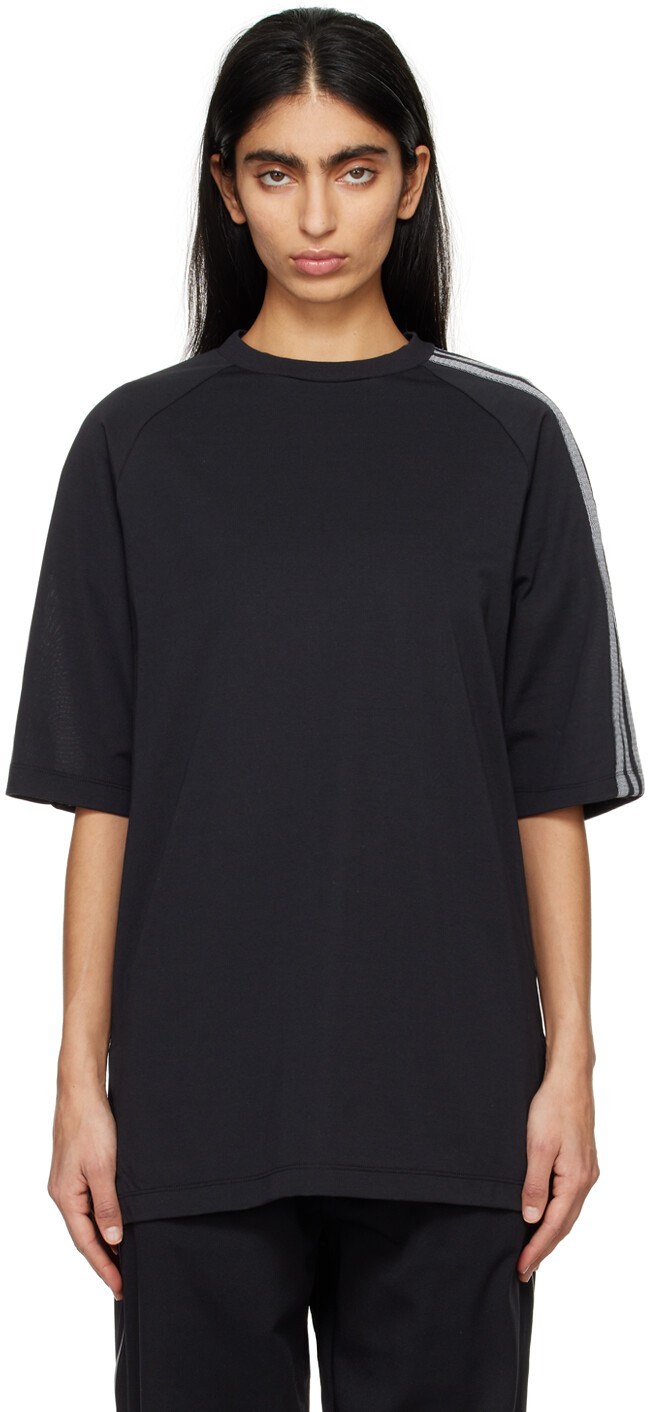 

Черная футболка с 3 полосками Y-3, цвет Black/Off white