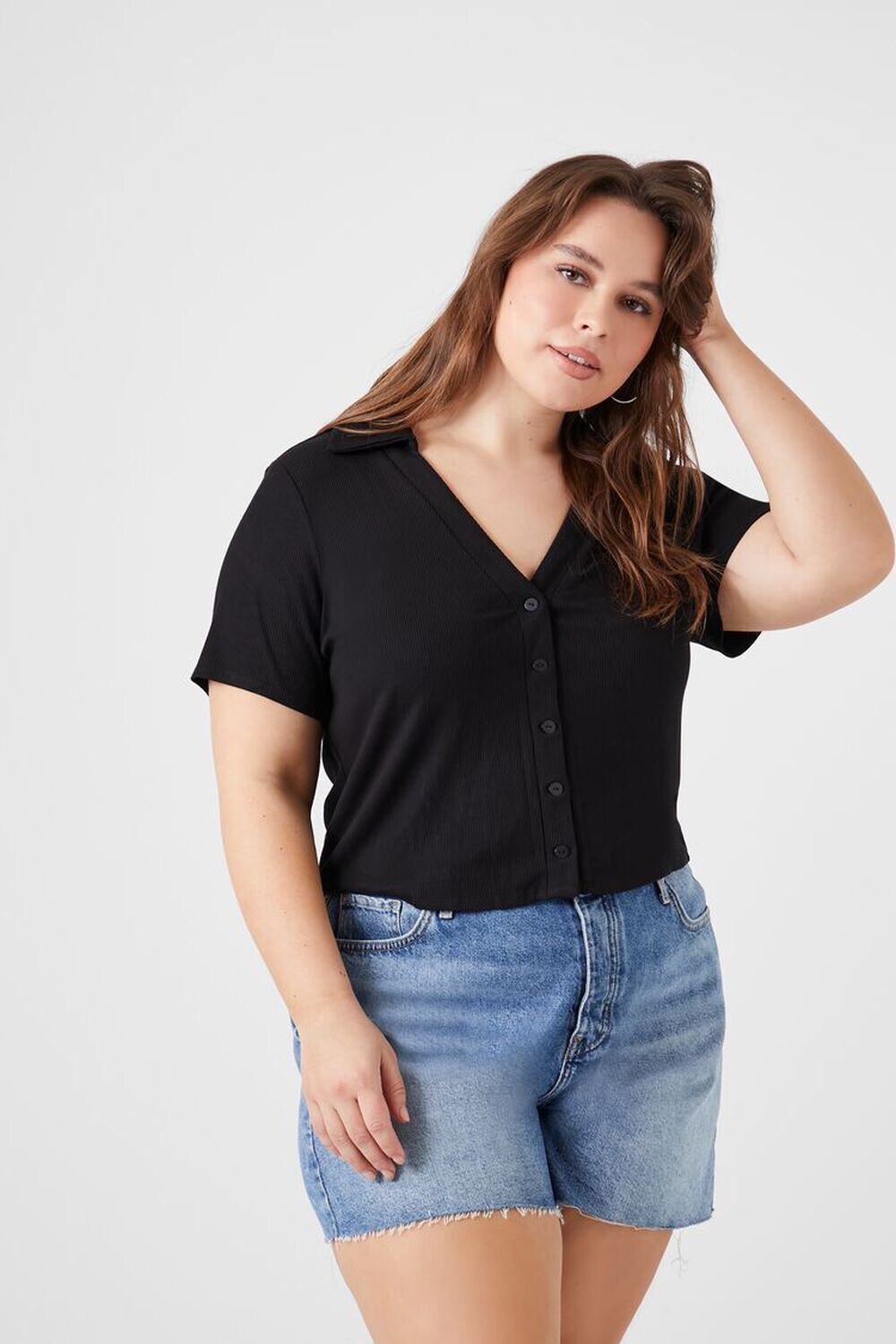 

Рубашка в рубчик больших размеров Forever 21, черный