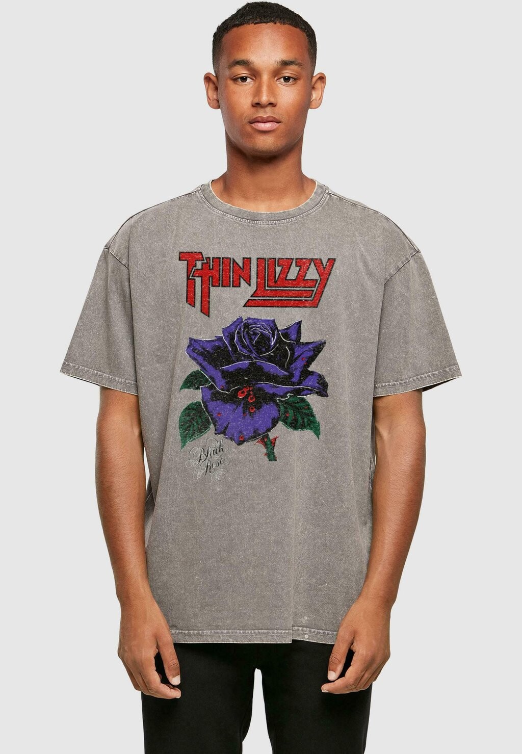

Футболка с принтом THIN LIZZY ROSE TEE Merchcode, темно-серый