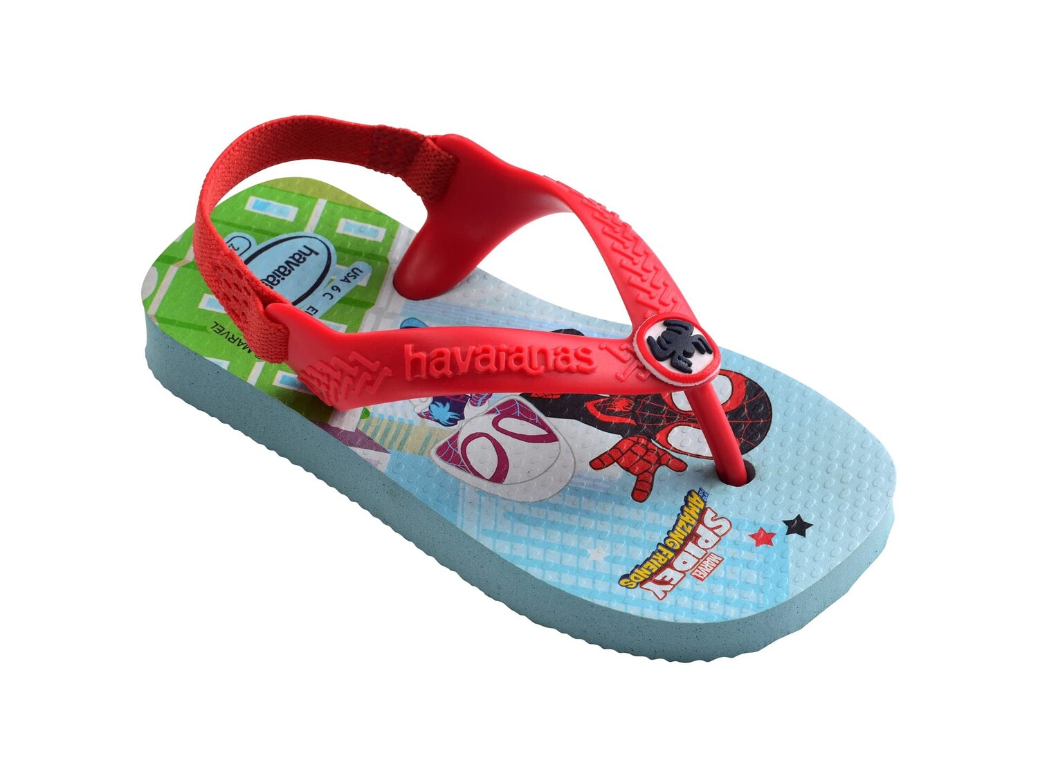 

Сандалии Havaianas Kids Marvel Flip Flop Sandal (Toddler), синий/красный