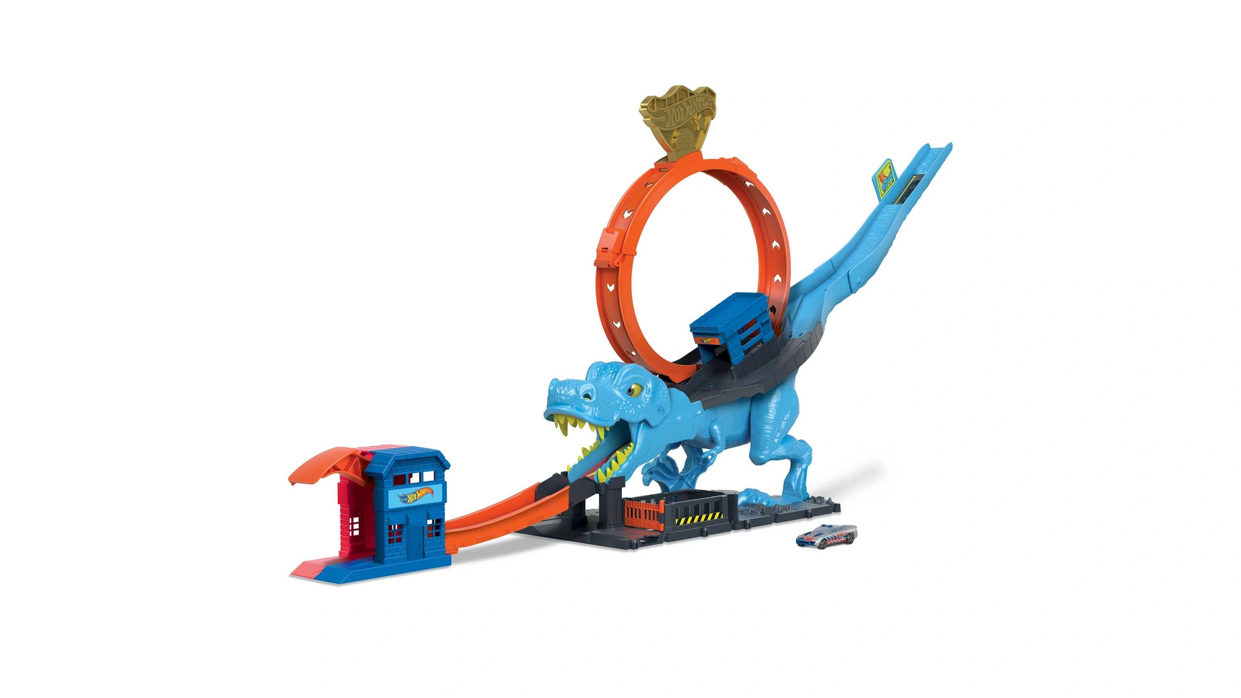Зацикленная трасса hot wheels city t-rex, атака динозавра, включая автомобиль 1:64 Mattel