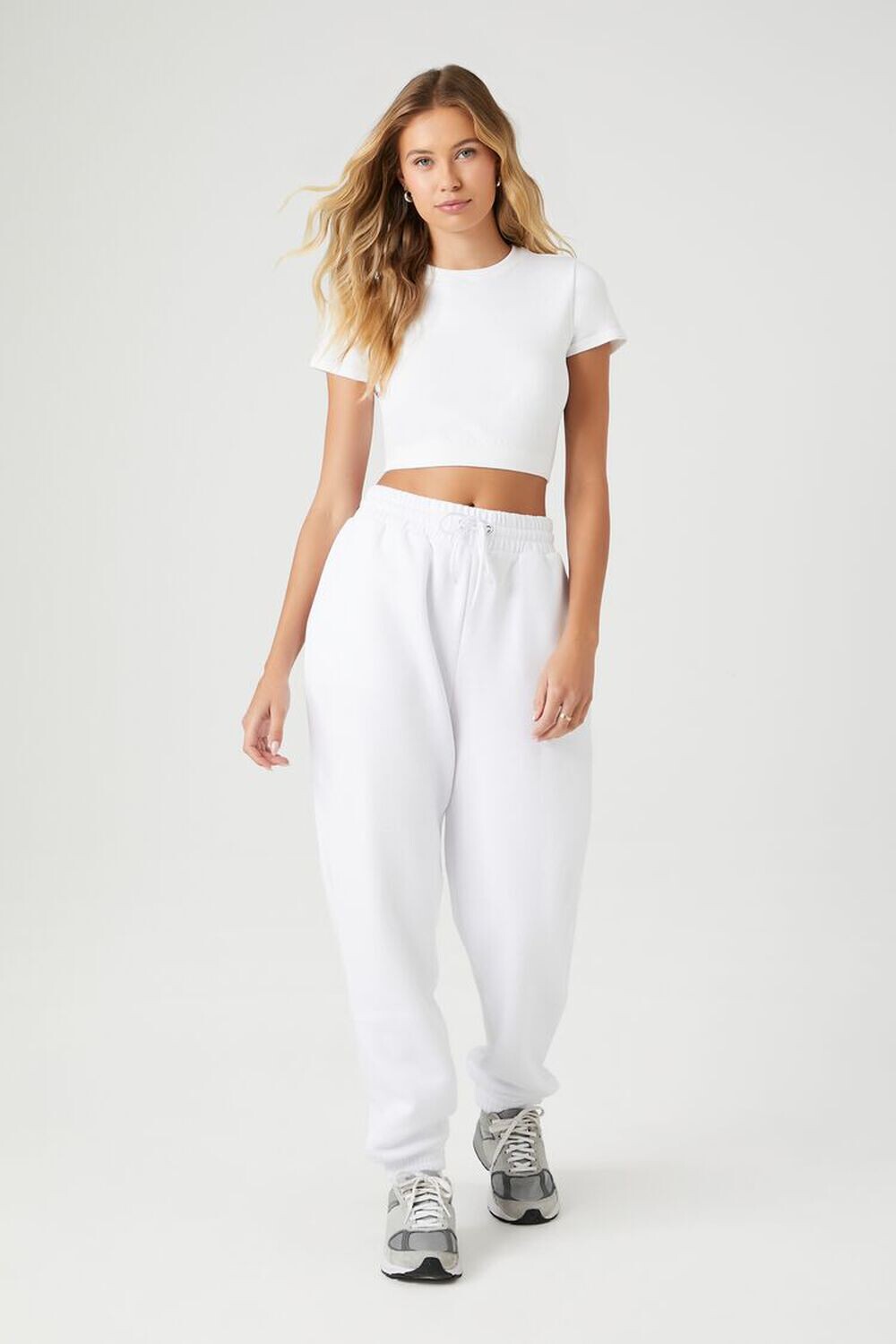

Флисовые джоггеры на шнурке Forever 21, белый