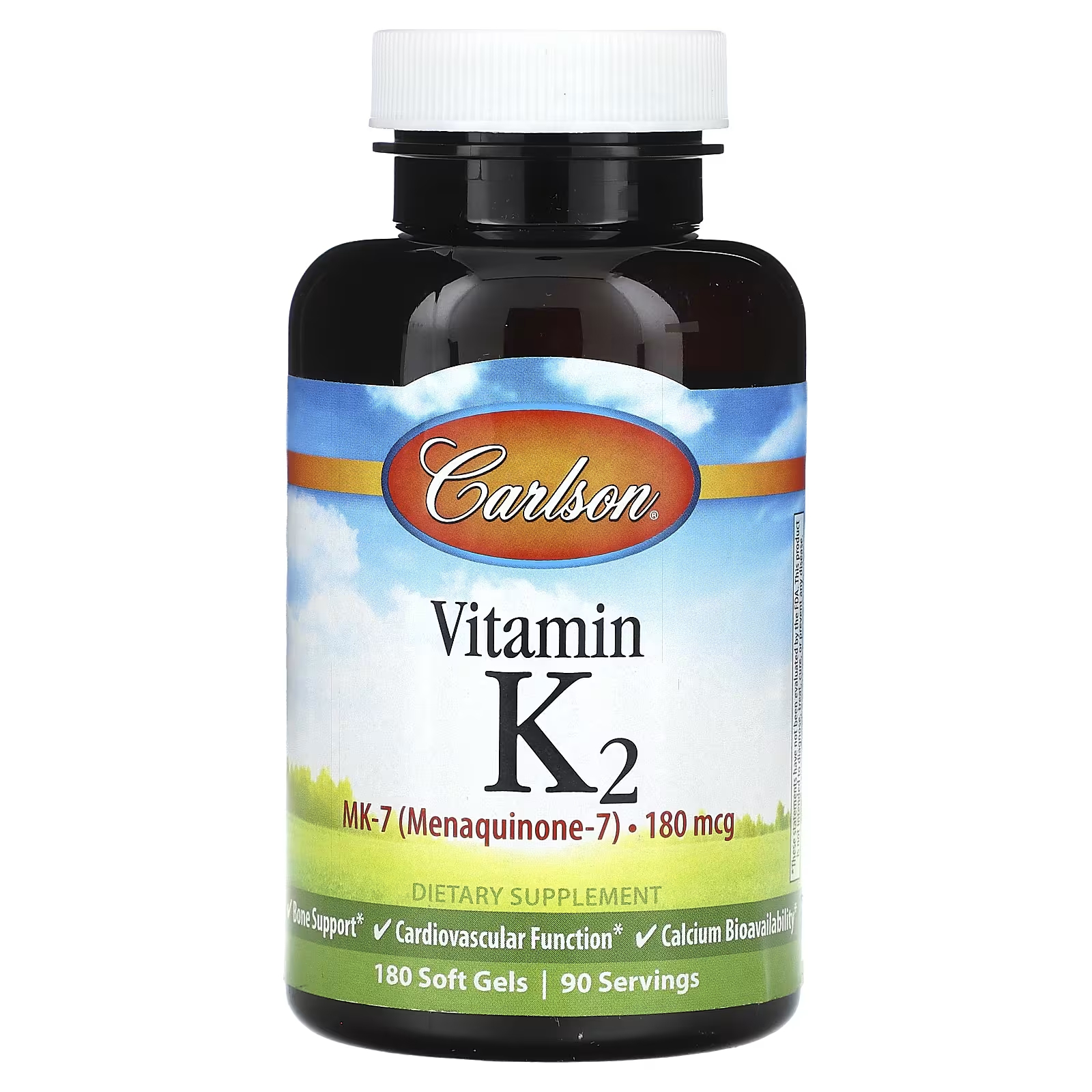 Витамин K2 Carlson 180 мкг, 180 мягких таблеток swanson maximum strength real food k2 200 мкг 30 мягких таблеток
