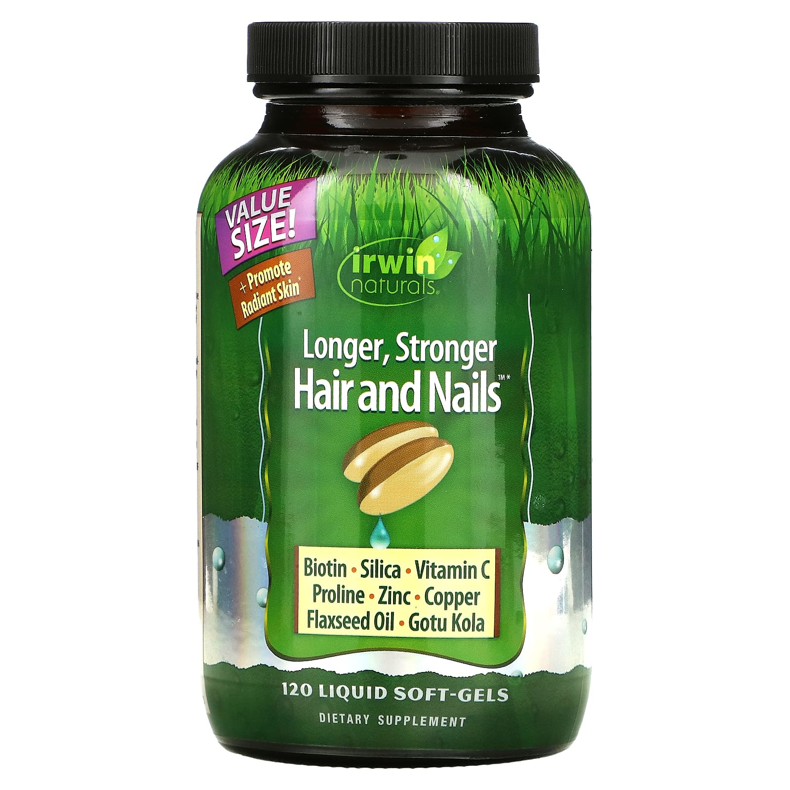 Irwin Naturals Здоровая кожа и волосы плюс ногти 120 жидких гелевых капсул irwin naturals 2 in 1 kidney