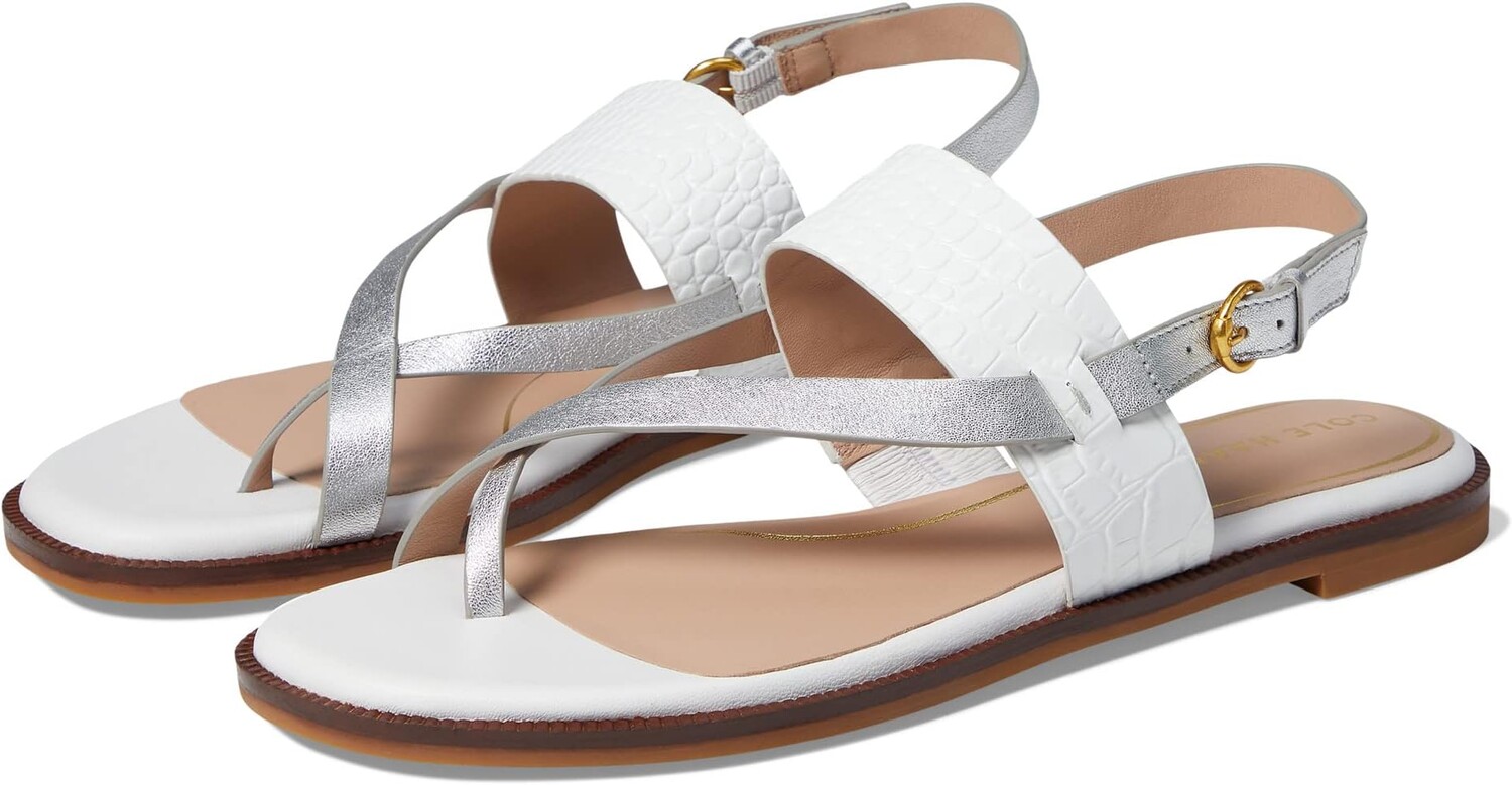 

Сандалии на плоской подошве Anica Lux Sandal Cole Haan, цвет Sliver/Optic White Crocodile Leather