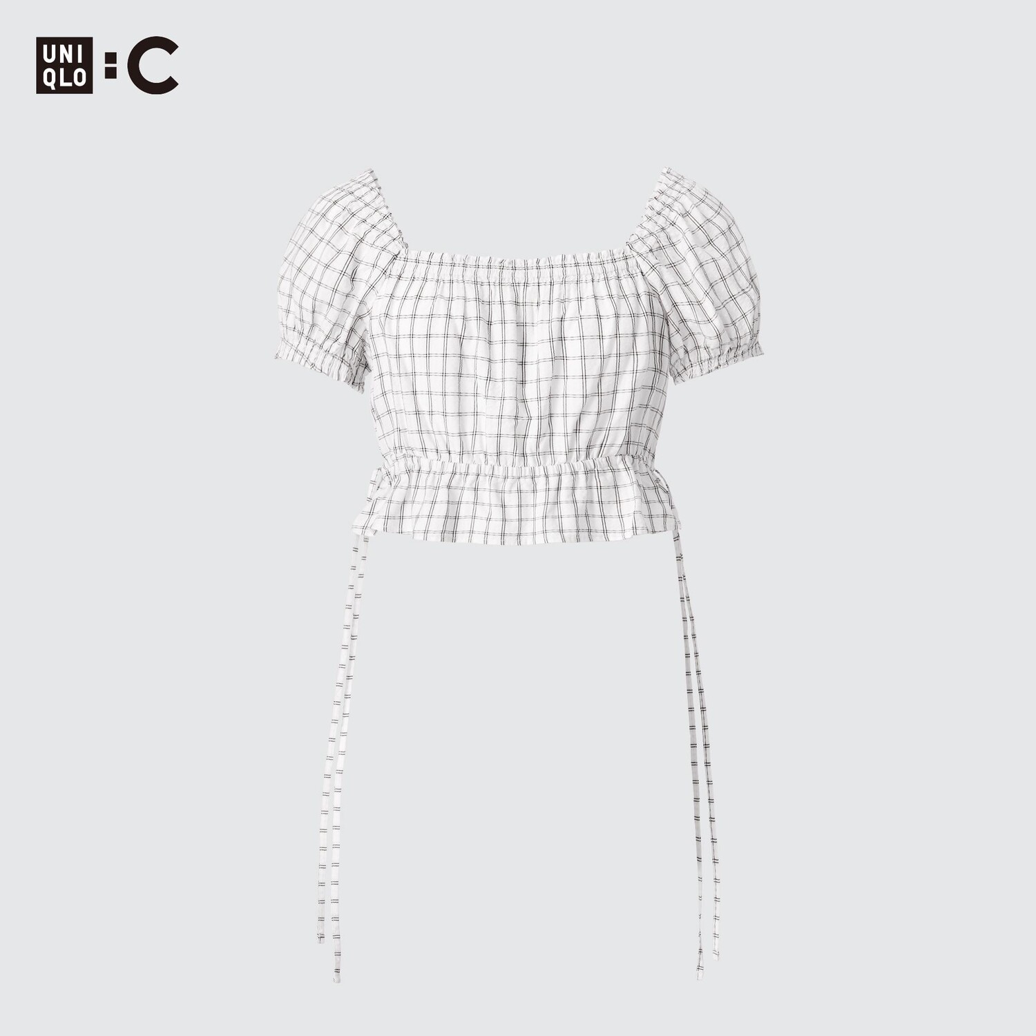 

Блузка UNIQLO Gather укороченная в полоску, молочный