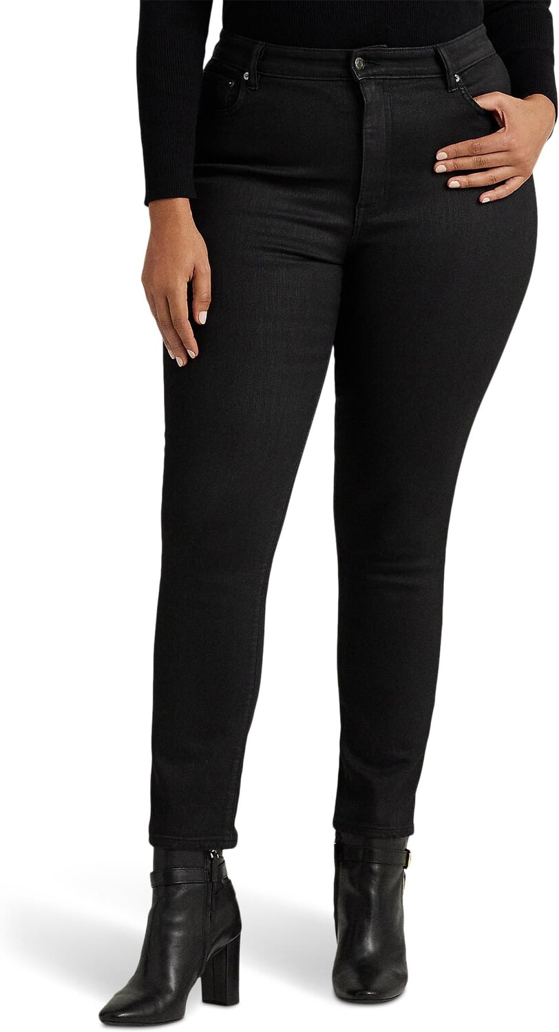 

Джинсы Plus-Size Coated High-Rise Skinny Ankle Jeans in Black Wash LAUREN Ralph Lauren, цвет Black Wash