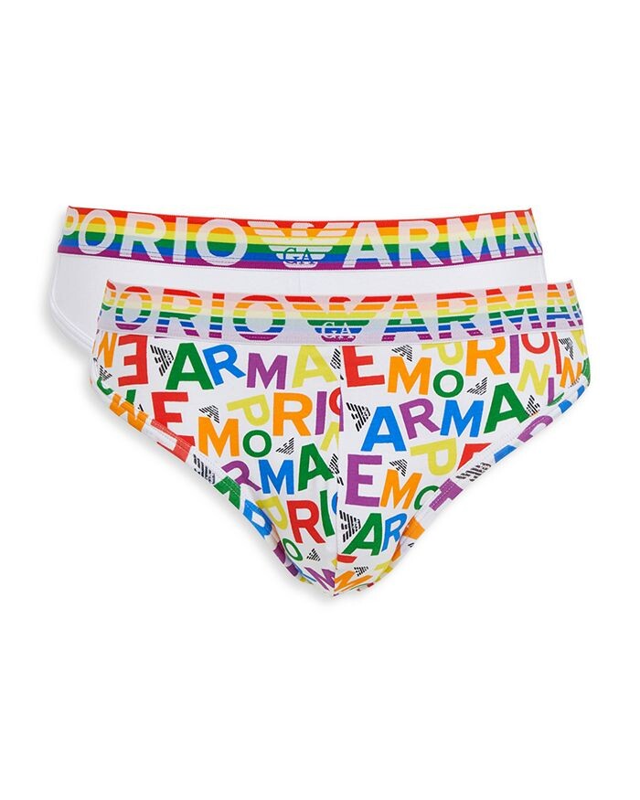 

Трусы из смесового хлопка с радужным логотипом, упаковка из 2 шт. Armani