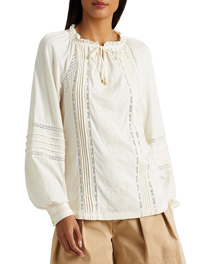 

Топ с вышивкой и завязками на шее Ralph Lauren