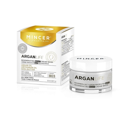 

Mincer Pharma Argan Life 50+ Регенерирующий антивозрастной ночной крем для лица против морщин для всех типов кожи с аргановым маслом, абиссинским маслом и маслом ши 50 мл, Mincer Est. Pharma 1989