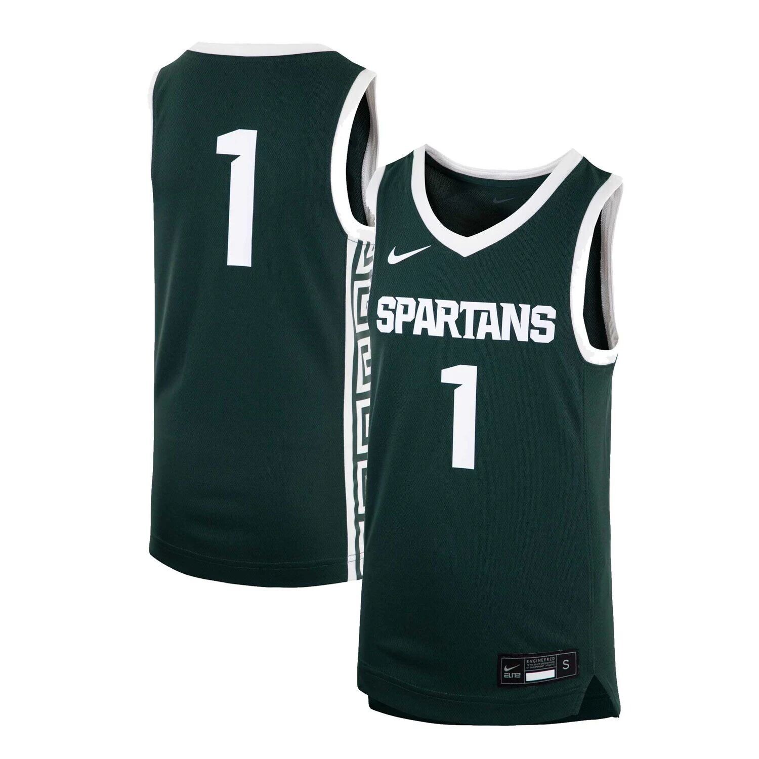 

Реплика молодежной баскетбольной майки Nike № 1 Green Michigan State Spartans Icon Nike