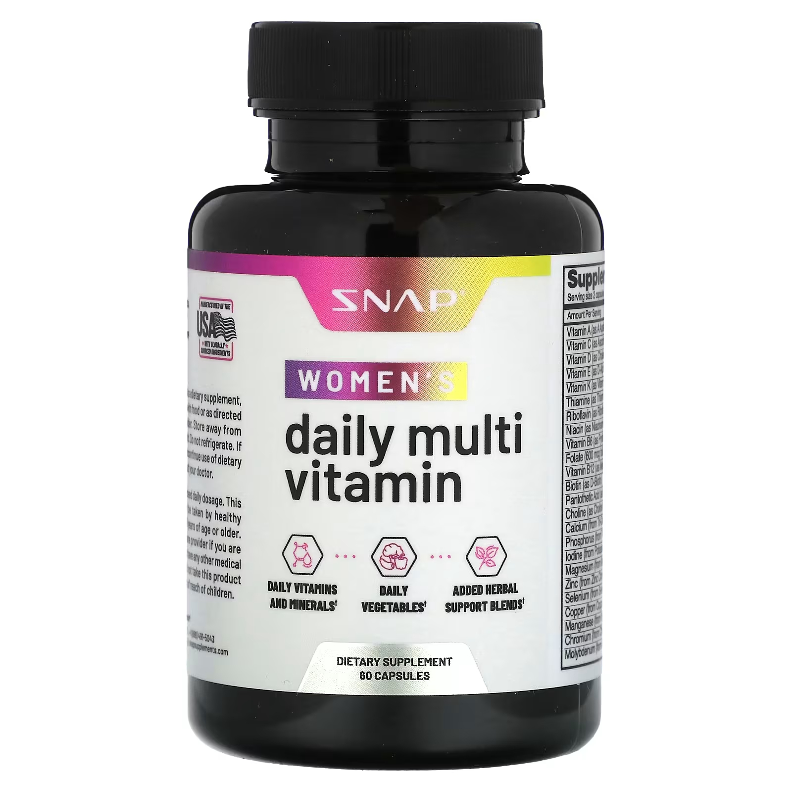 Витамин Snap Supplements Women's Daily, 60 капсул магниевый комплекс snap supplements 60 капсул
