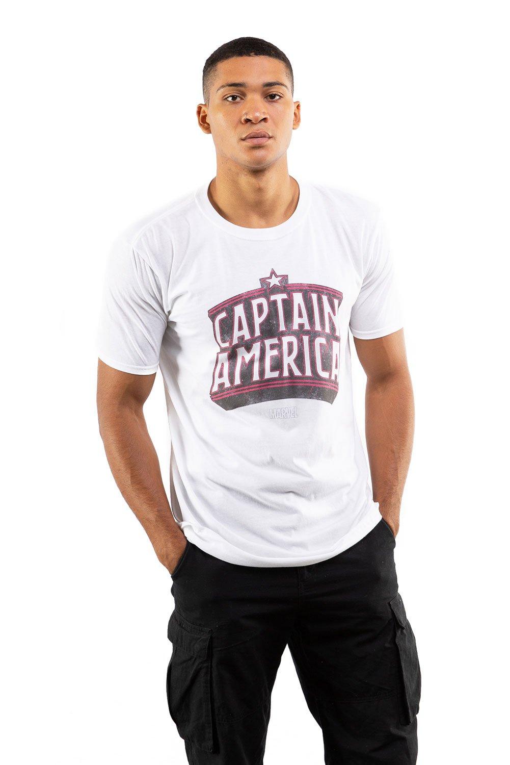 Хлопковая футболка «Капитан Америка Arch» Marvel, белый хлопковая футболка с логотипом капитан америка marvel белый