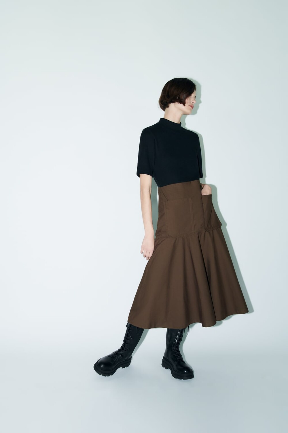 

Платье с подходящими карманами ZARA, темно-коричневый