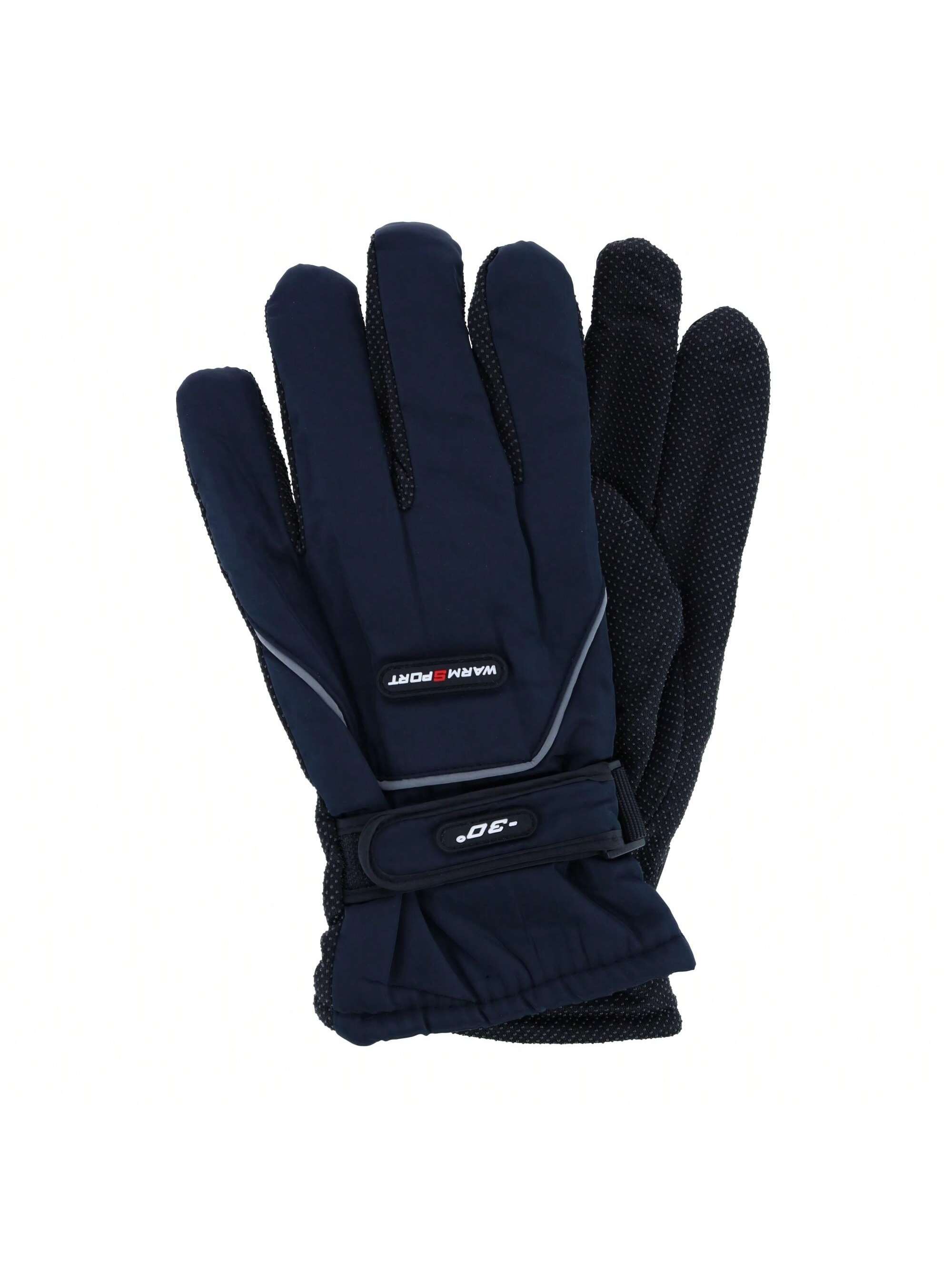 цена Мужские зимние лыжные перчатки CTM из микрофибры одного размера с ремешком на запястье, темно-синий