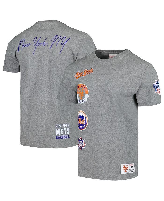 

Мужская футболка Heather Grey New York Mets Cooperstown Collection City Collection Mitchell & Ness, серый