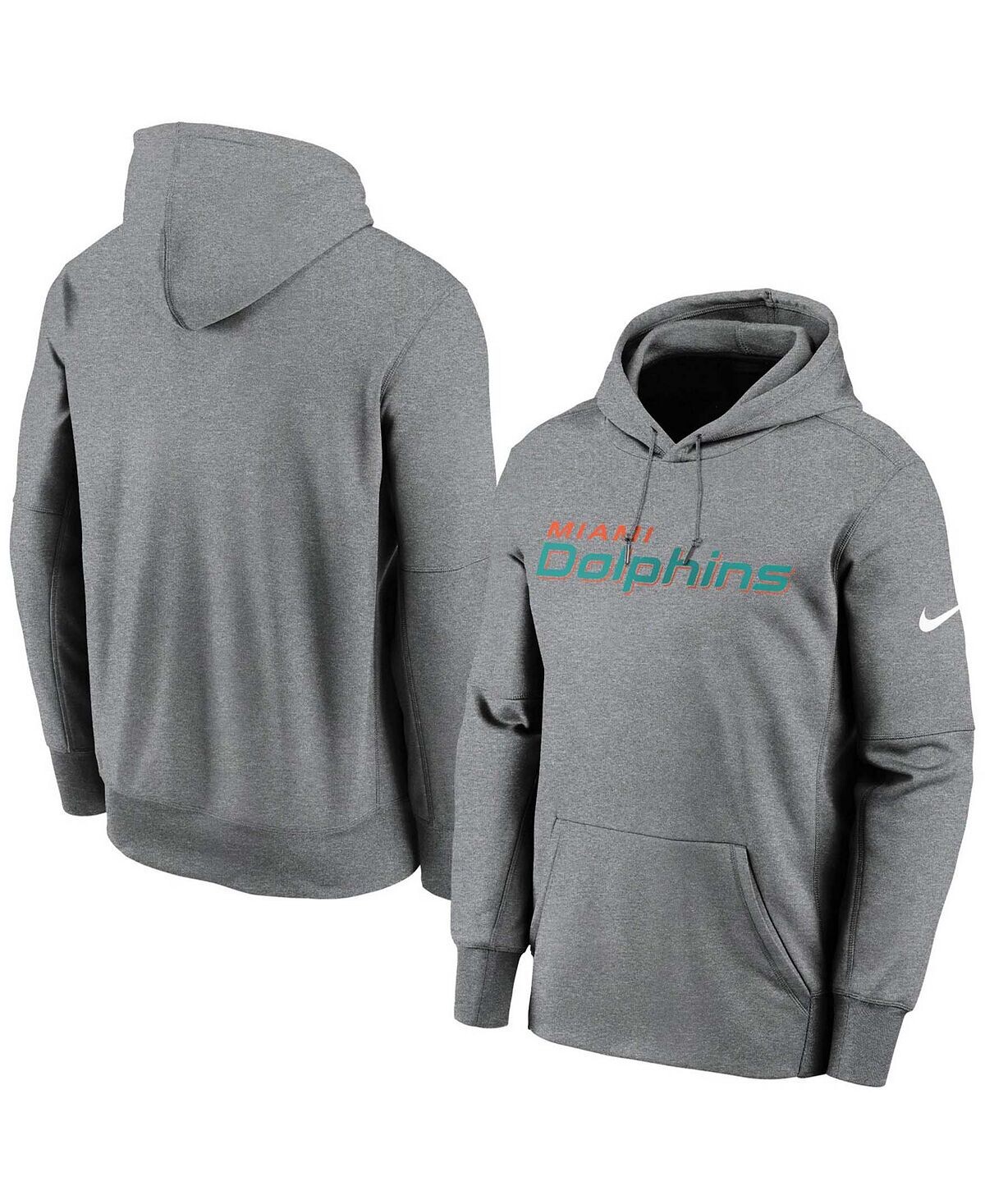 

Мужской большой и высокий темно-серый пуловер с капюшоном Miami Dolphins Fan Gear Wordmark Performance Nike