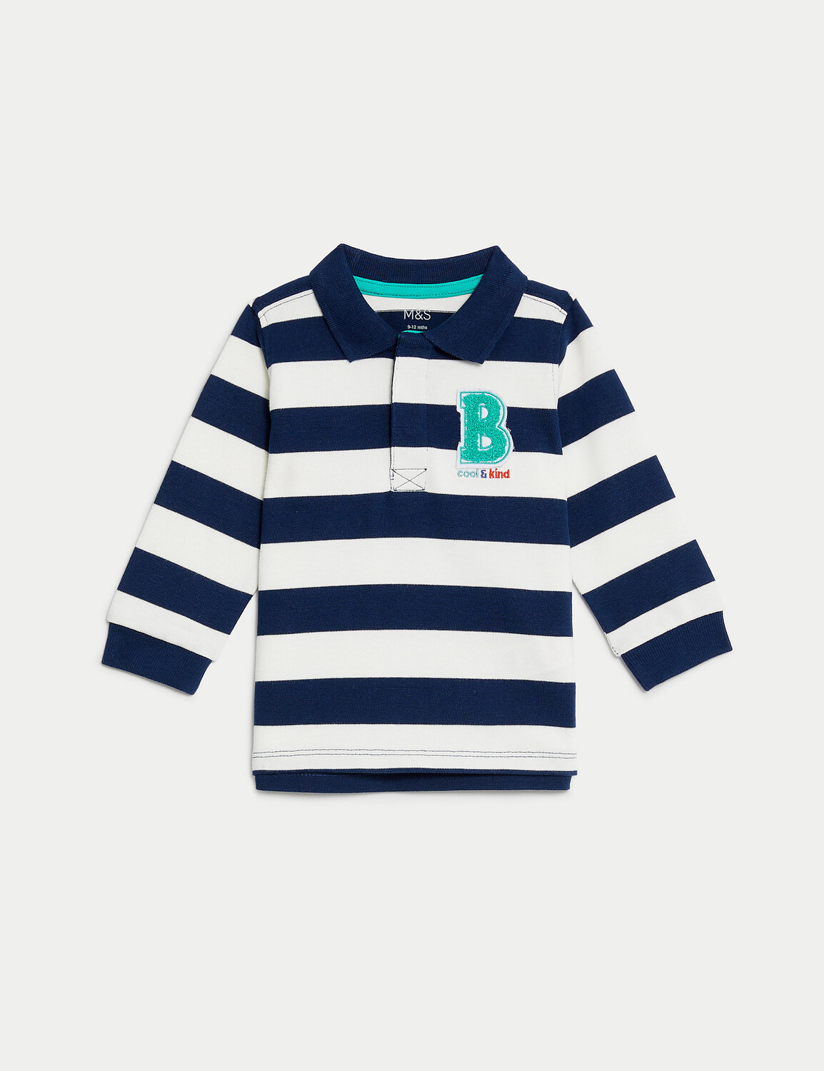 

Топ в полоску из чистого хлопка (0–3 года) Marks & Spencer, индиго микс