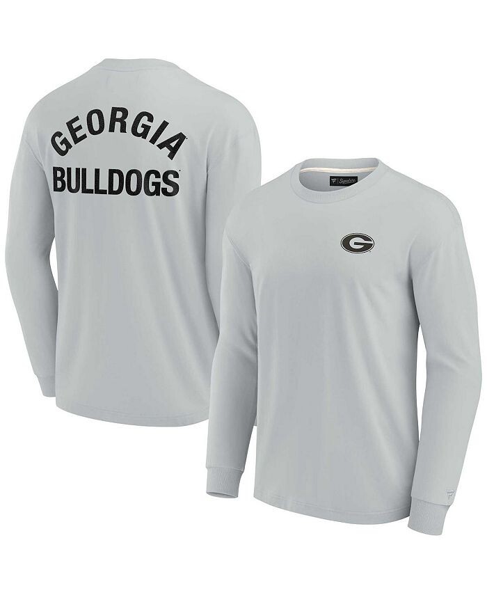 

Мужская и женская серая супермягкая футболка с длинным рукавом Georgia Bulldogs Fanatics Signature, серый