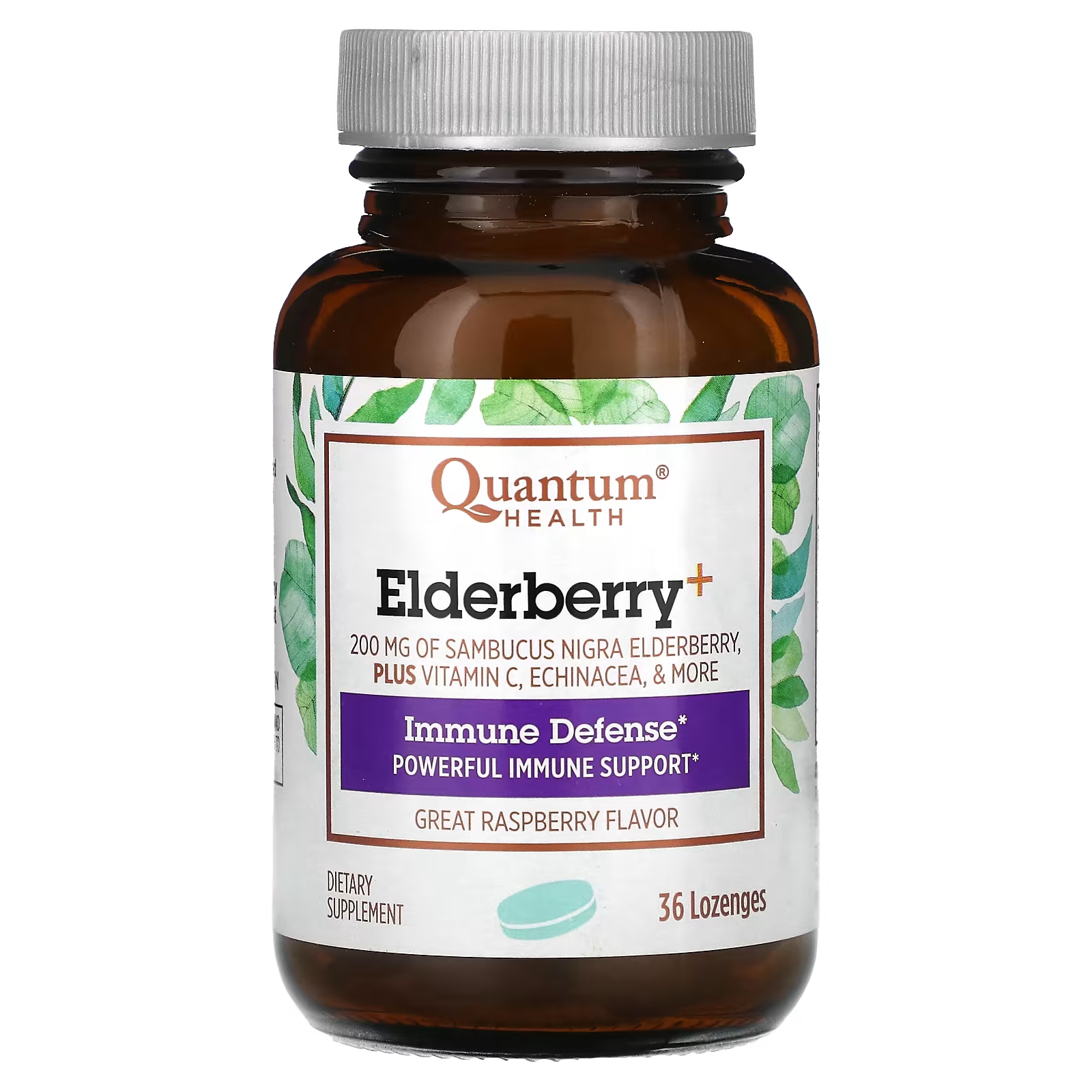 Пищевая добавка Quantum Health Elderberry + Immunity со вкусом малины, 36 пастилок леденцы nature s way sambucus elderberry organic 24 штуки