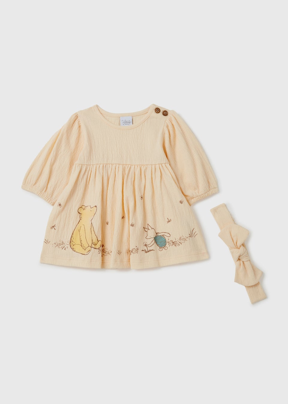 Детское кремовое платье Winnie The Pooh с повязкой на голову (для новорожденных - 23 мес.), бежевый