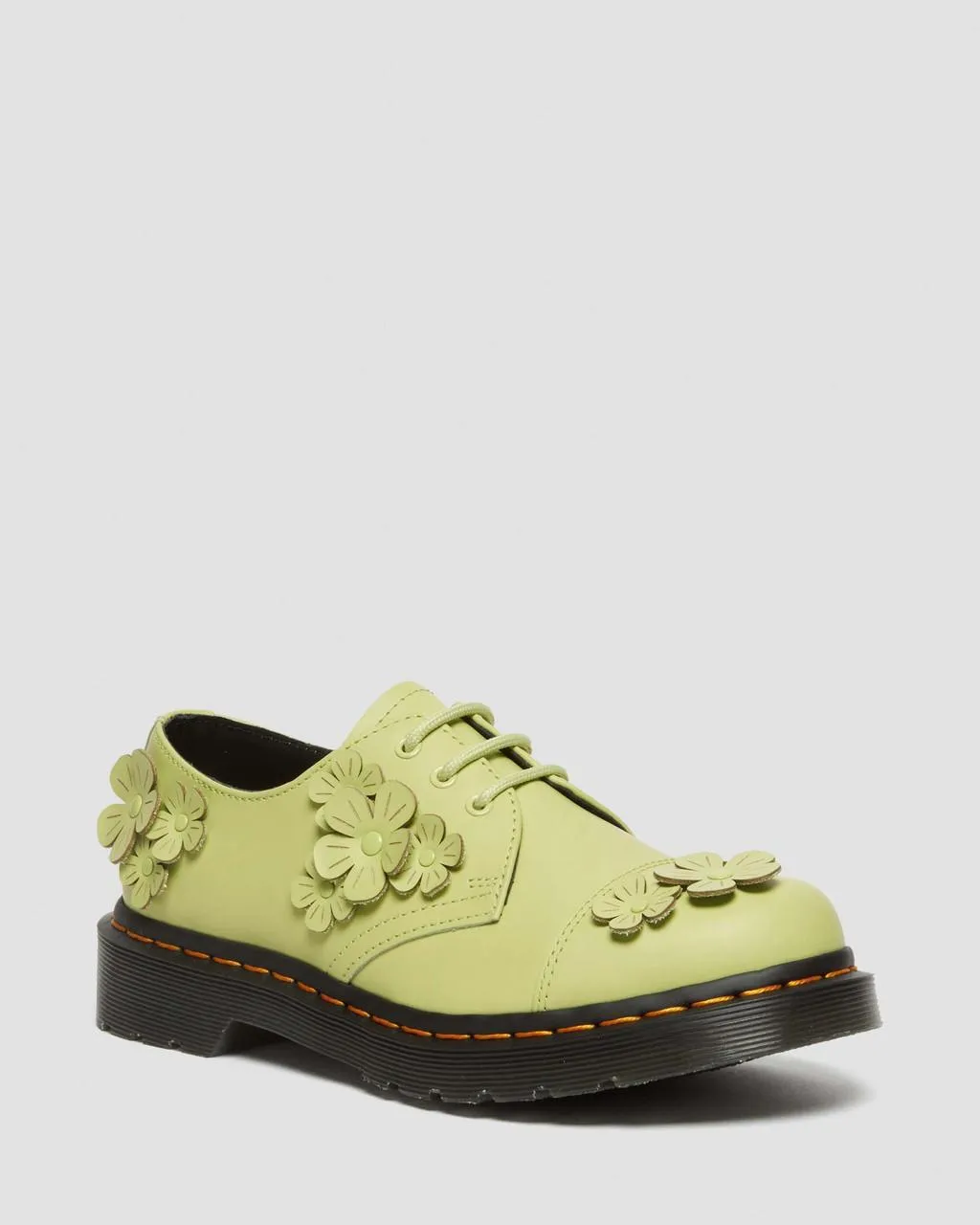

Dr. Martens 1461 Кожаные оксфорды с цветочной аппликацией, цвет Lime Green — Smooth Leather
