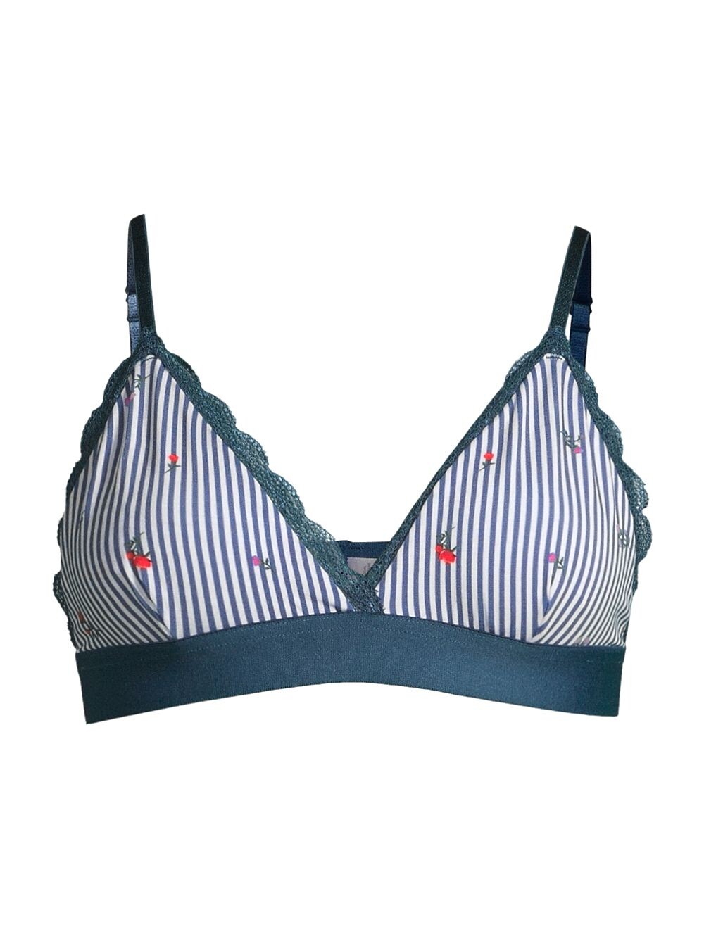 

Бюстгальтер без косточек Ditsy Stripe с кружевной отделкой Stripe & Stare, нави