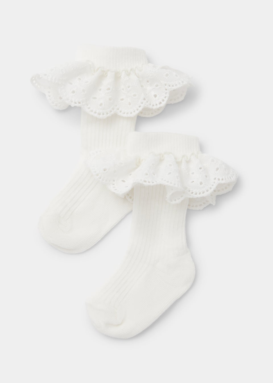 цена Комплект из 2 кремовых носков с оборками для малышей Schiffli (для новорожденных - 23 мес.)