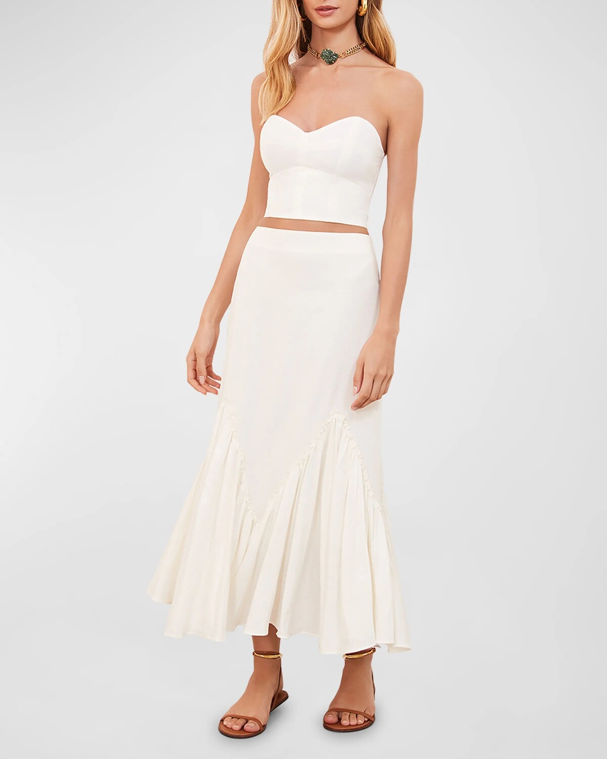 

Длинная юбка однотонного керри Vix, цвет Off White