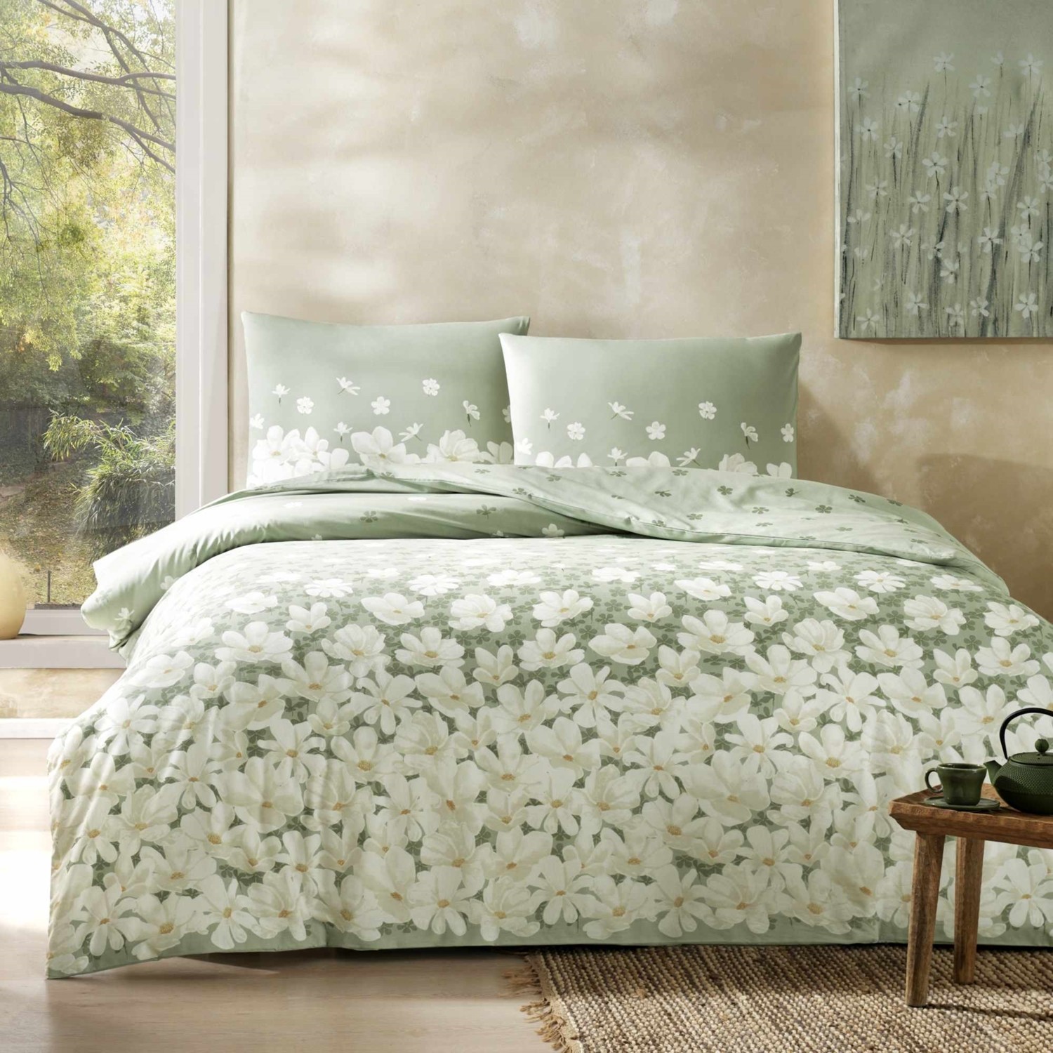 Комплект постельного белья Tac April Ranforce, зеленый комплект постельного белья tac gaia ranforce зеленый