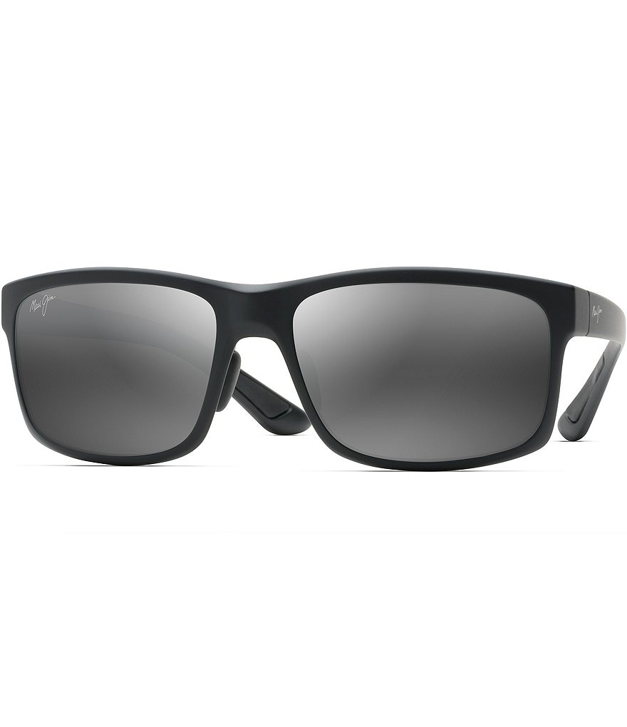 цена Матовые прямоугольные солнцезащитные очки унисекс Maui Jim Pokowai Arch PolarizedPlus2, диаметр 58 мм, черный