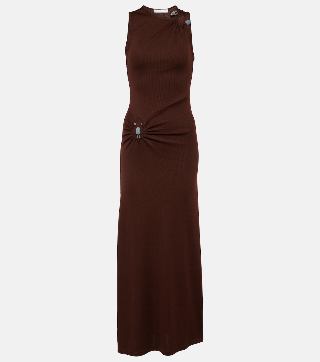 Украшенное платье макси Christopher Esber, коричневый