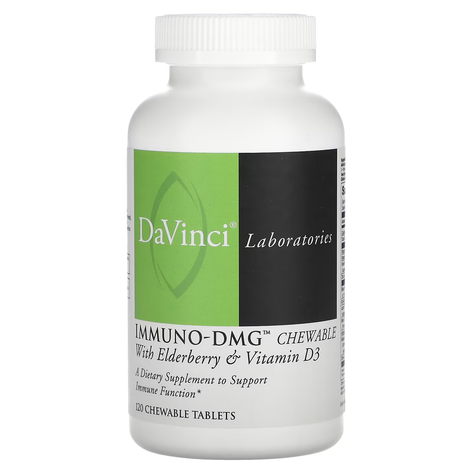 Пищевая добавка DaVinci Laboratories of Vermont Immuno-DMG Chewable с бузиной и витамином D3, 120 жевательных таблеток жевательные таблетки doctor s best doc s kids с бузиной витамином c и цинком 60 шт