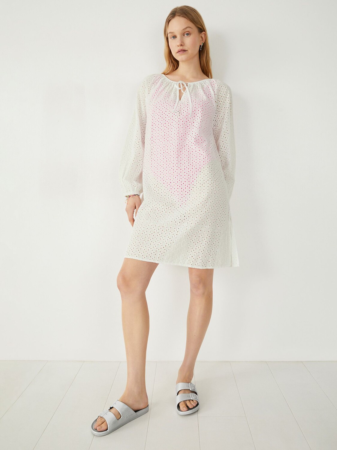

hush Katy Broderie Хлопковое мини-платье, белый