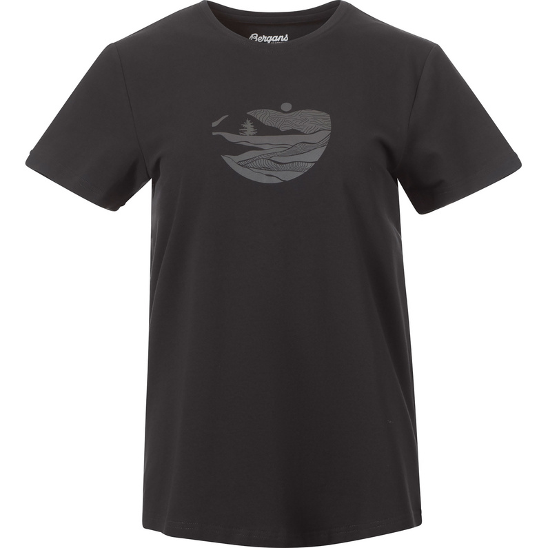 цена Женская футболка Nordmarka с принтом из органического хлопка Bergans, черный