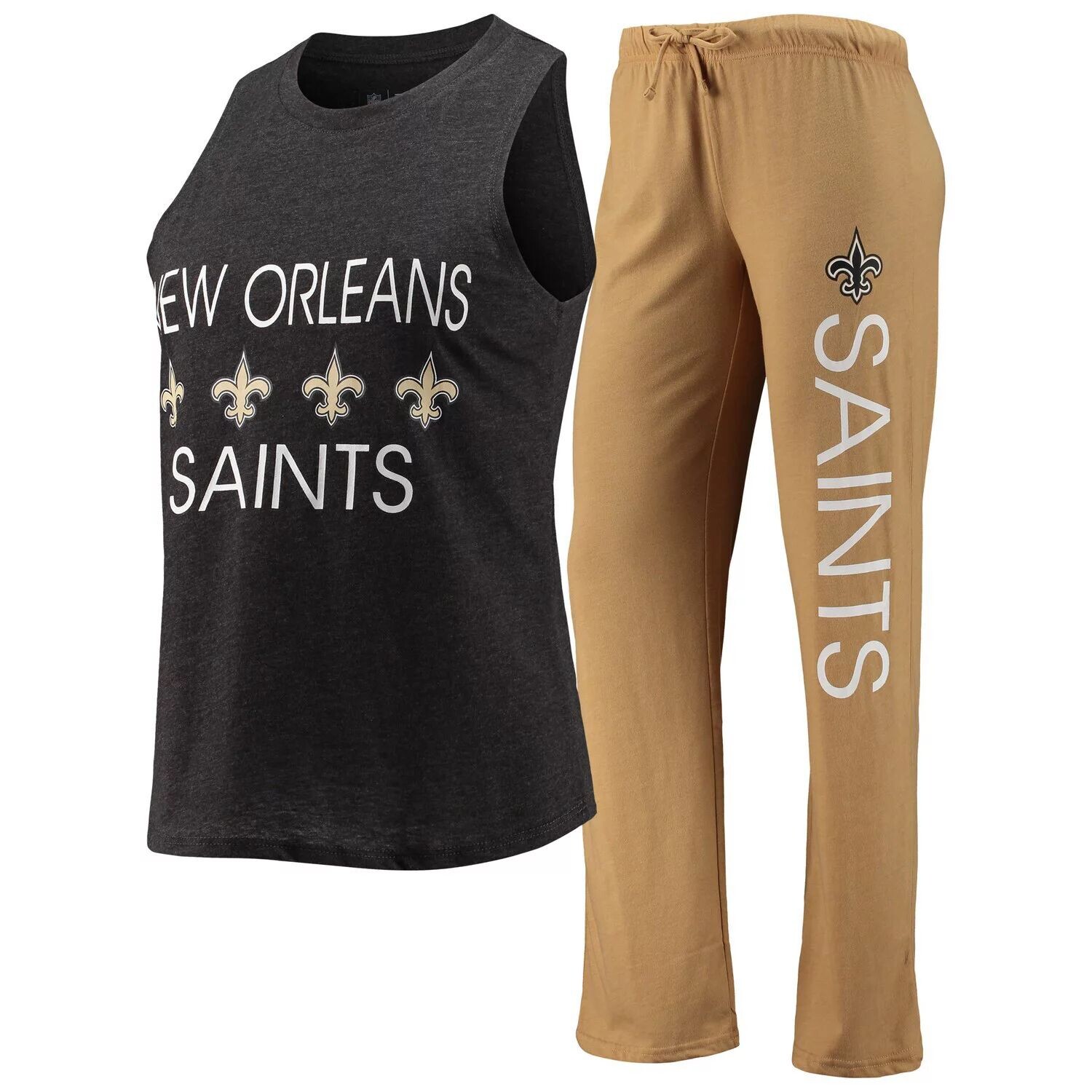

Женский спортивный комплект черного цвета New Orleans Saints с майкой и брюками для сна