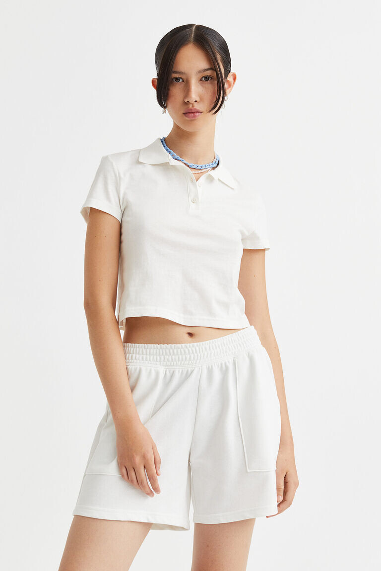 

Хлопковая рубашка-поло H&M, белый