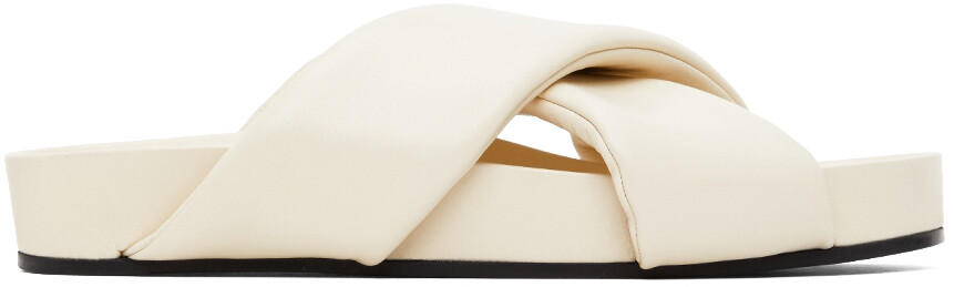 

Бело-белые сандалии с перекрещенными крестами Jil Sander