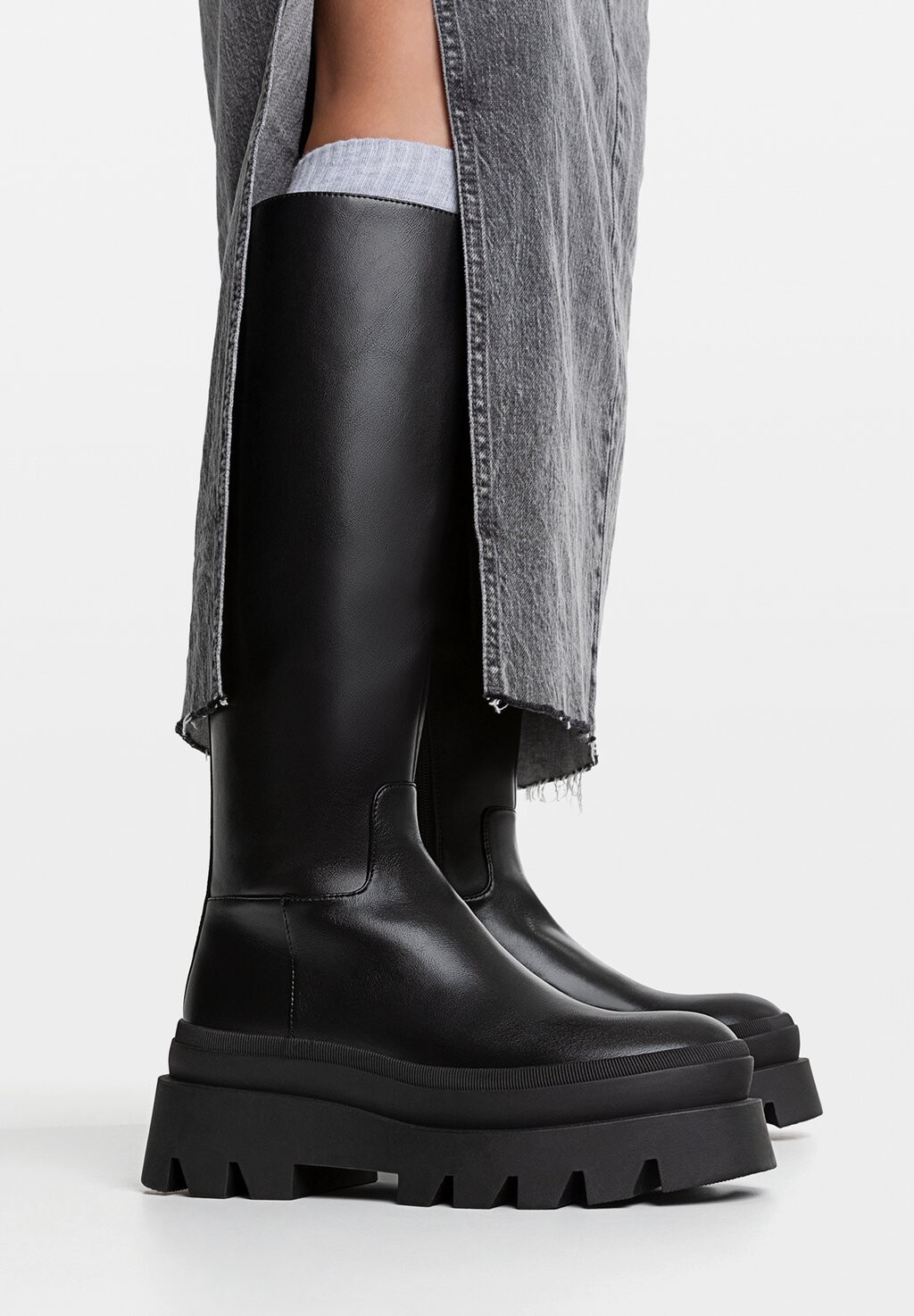 

Ботинки на платформе Stradivarius, черный
