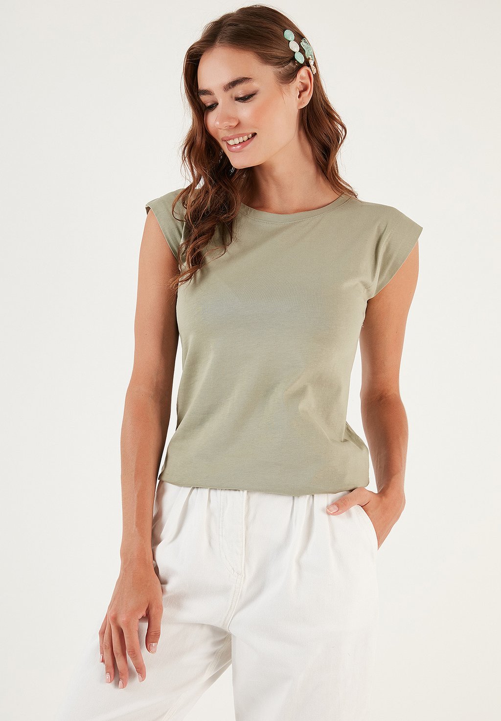 

Футболка базовая CREW NECK LELA, цвет olive