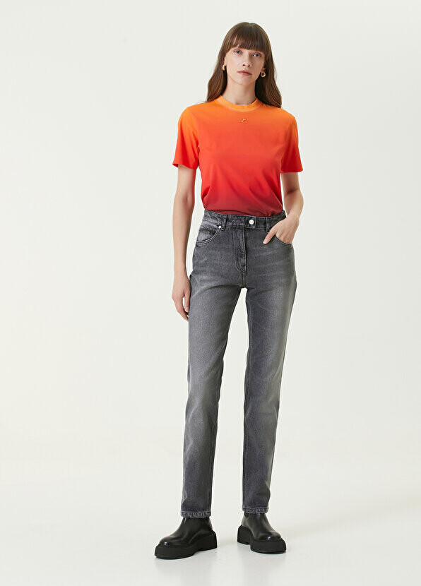 

Серые прямые джинсовые брюки Courreges, Серый