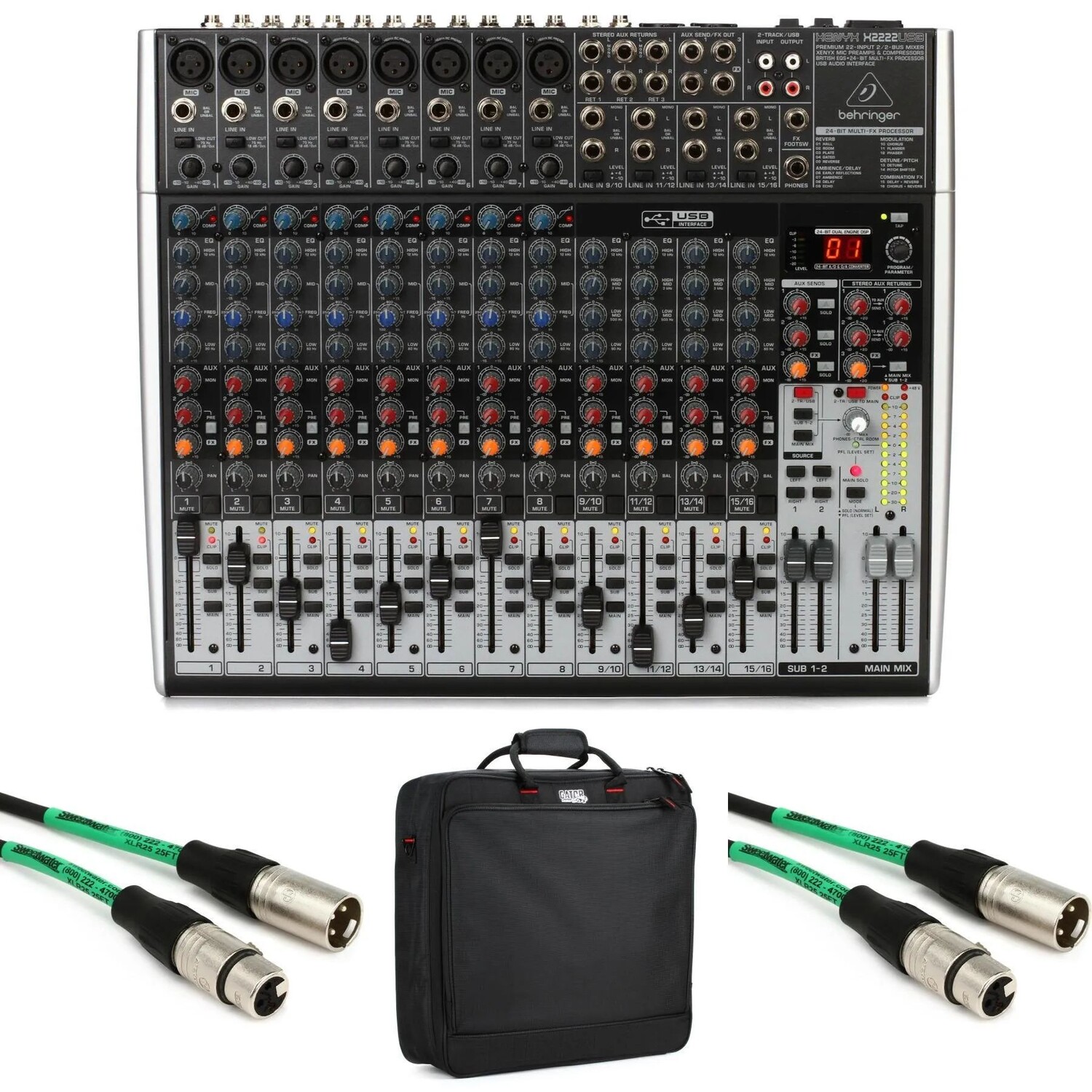 

Новый микшер Behringer Xenyx X2222USB с USB и сумкой для эффектов