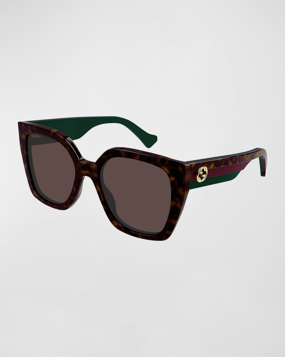 

Пластиковые солнцезащитные очки «кошачий глаз» с цветными блоками GG Gucci