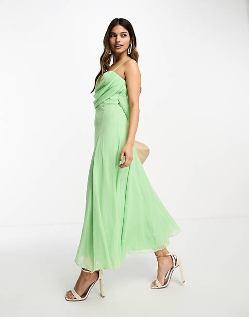 

Зеленое платье миди с корсетом и мягким воротником ASOS DESIGN, Зеленый