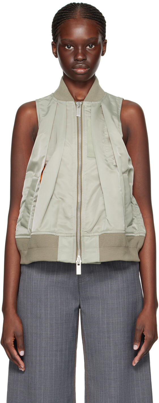 

Хаки Плиссированный Жилет Sacai