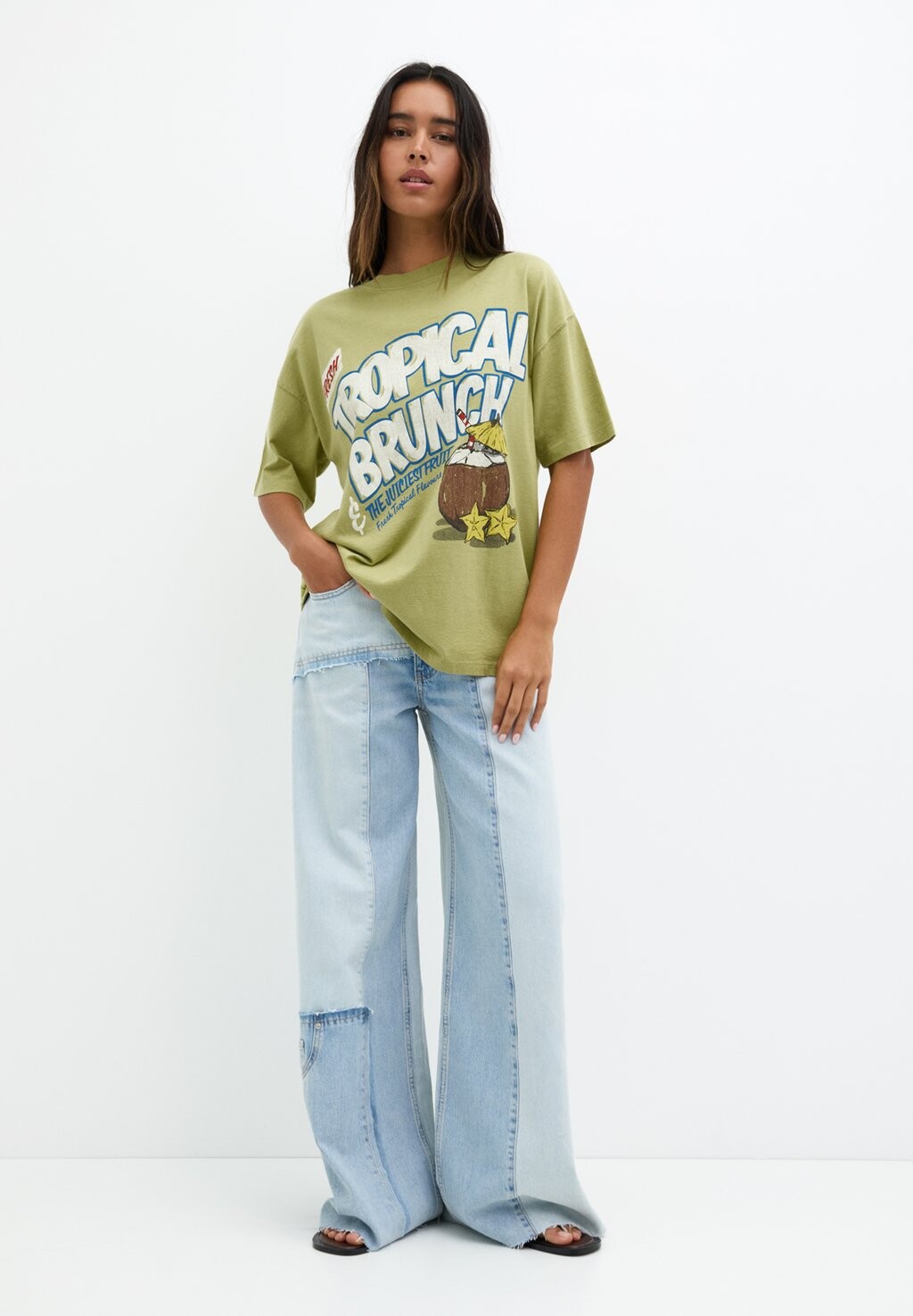 

Принт на футболке COCONUT GRAPHIC PULL&BEAR, зеленый